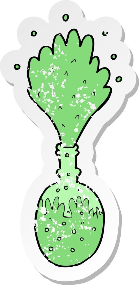 retro distressed sticker of a cartoon explosing chemicals vector