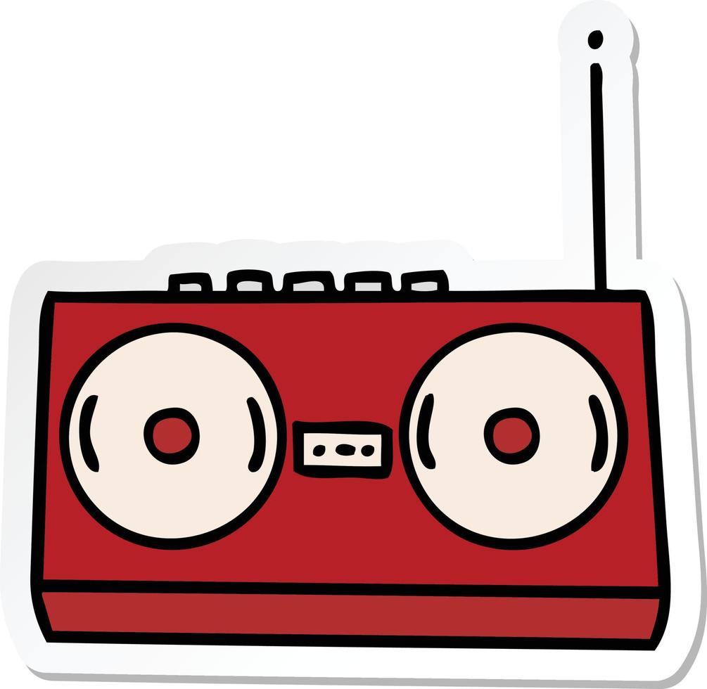 sticker of a cute cartoon stereo vector