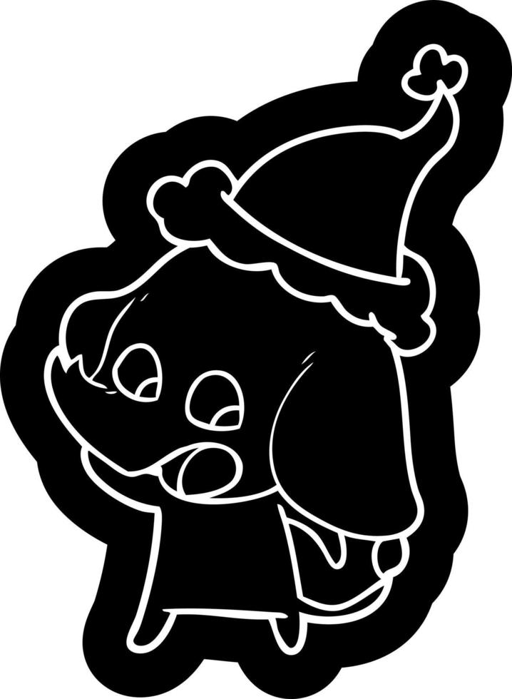 cute cartoon icon of a elephant wearing santa hat vector