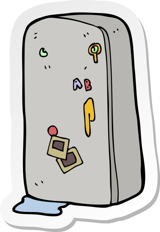 sticker of a cartoon refrigerator vector