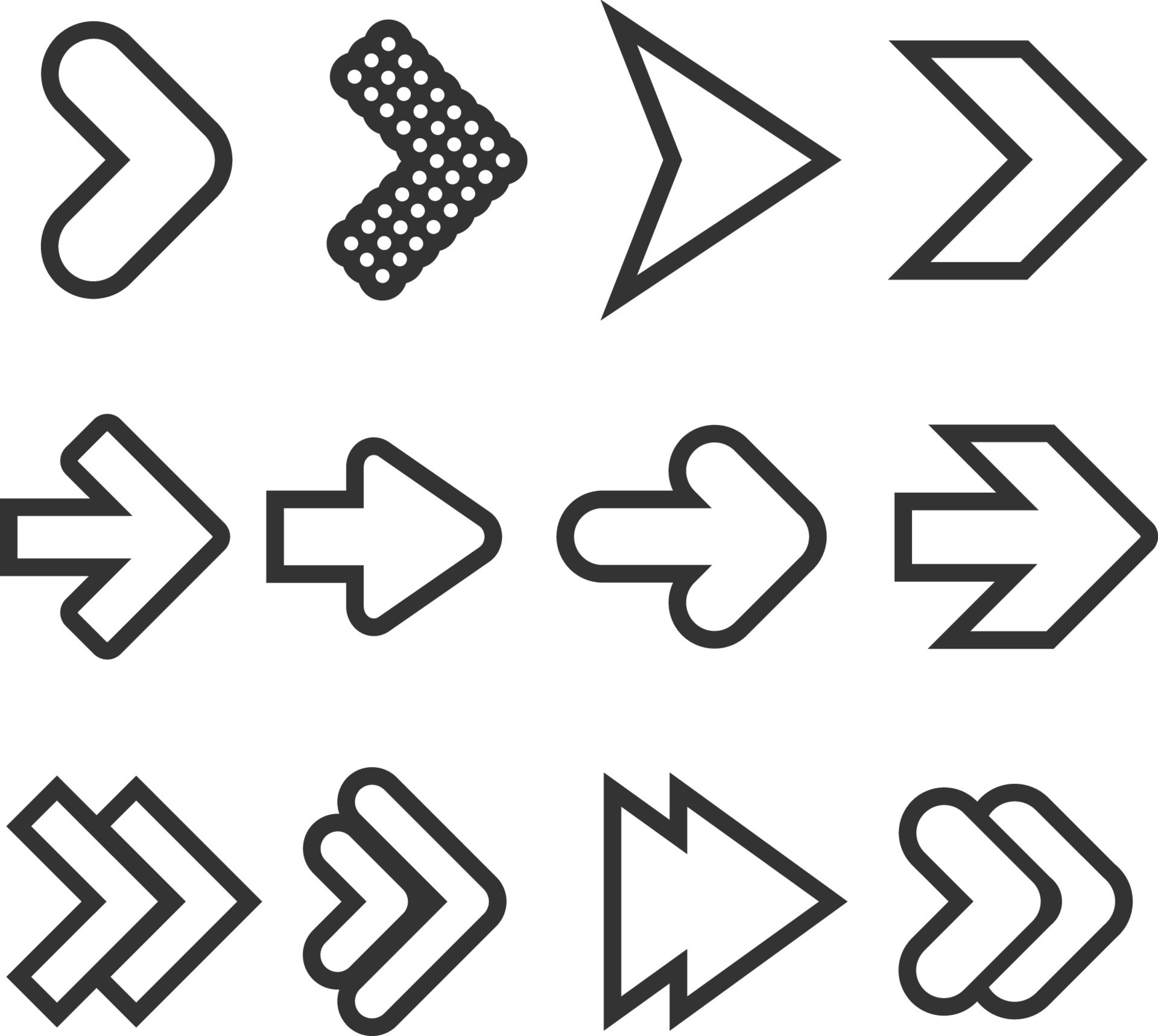 Arrow set icon. Colored arrow symbols. Arrow isolated vector graphic