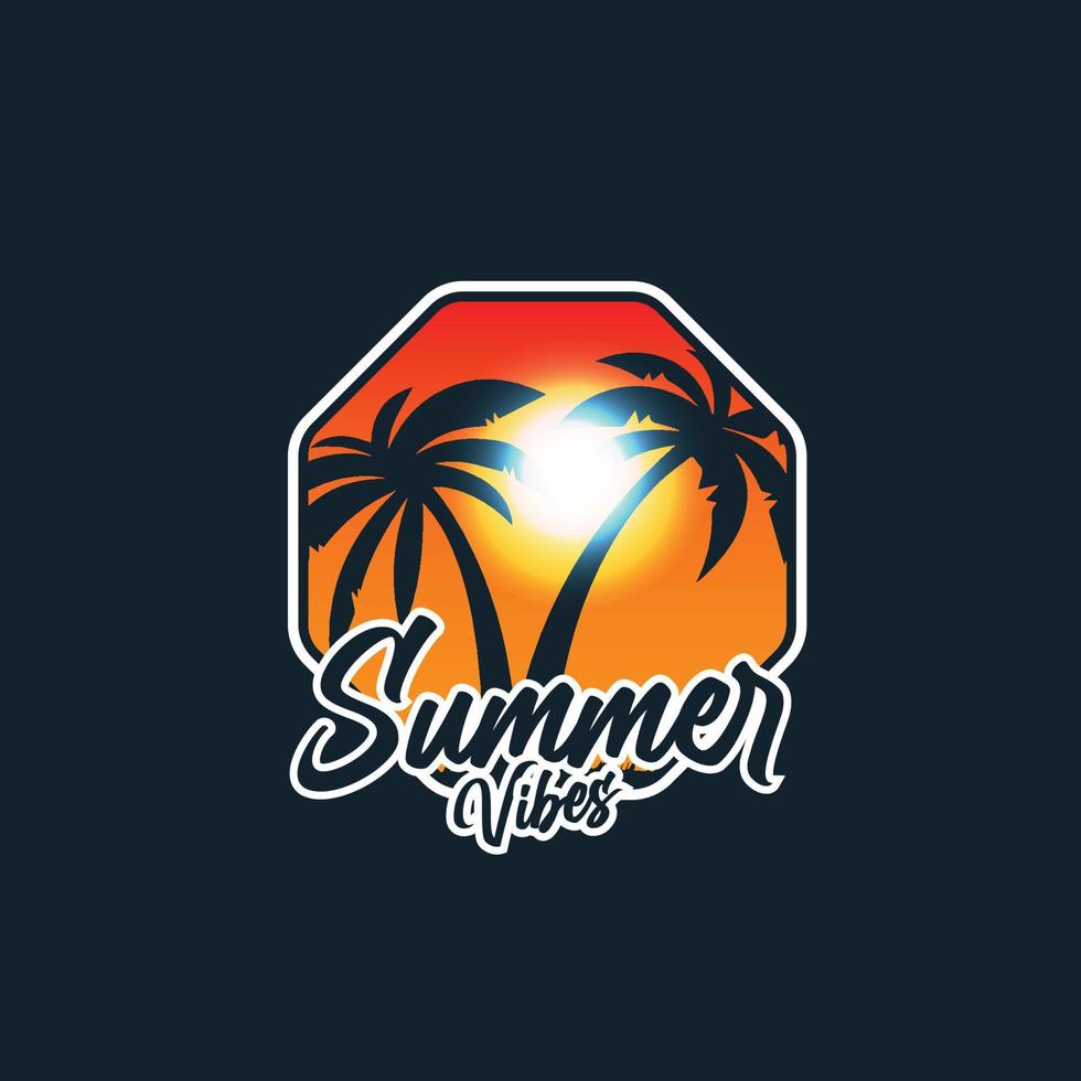 summer vibes merchandise silhouette t-shirt design.Summer logo icon template vector image