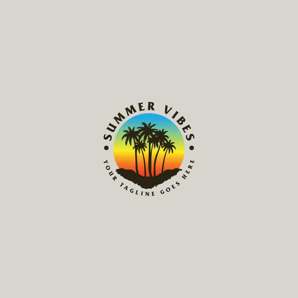 summer vibes merchandise silhouette t-shirt design.Summer logo icon template vector image