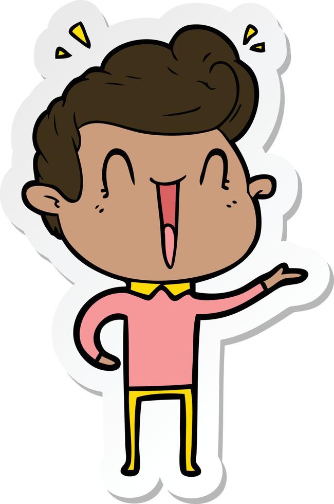 sticker of a cartoon excited man vector