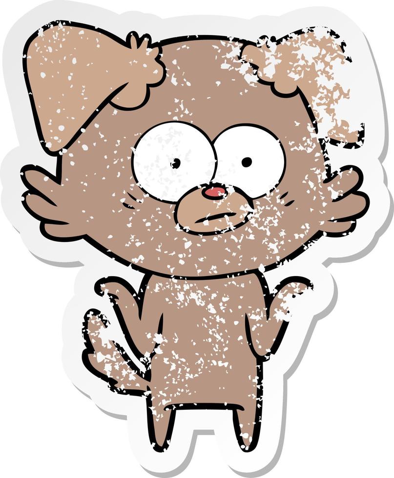 distressed sticker of a nervous dog cartoon vector