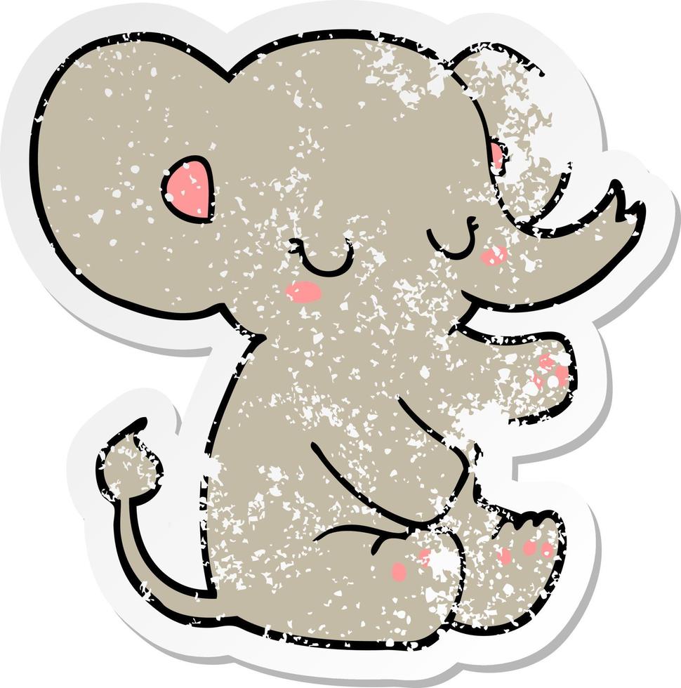 distressed sticker of a cartoon elephant vector