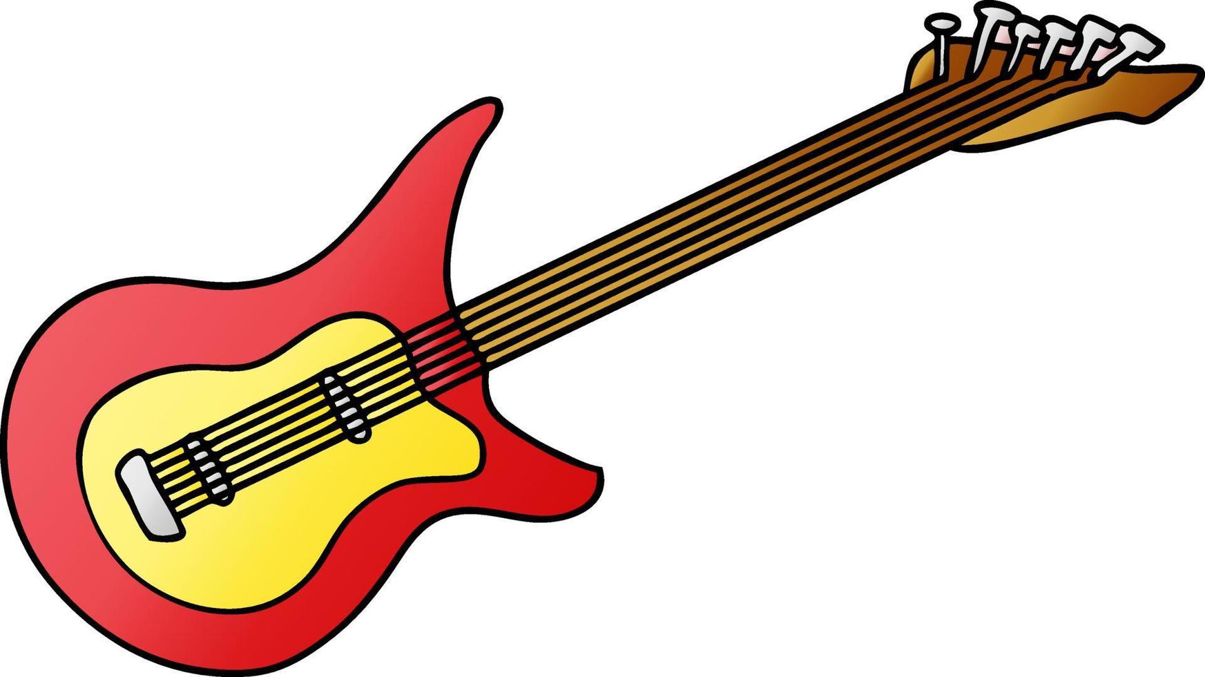 gradient cartoon doodle of a guitar vector