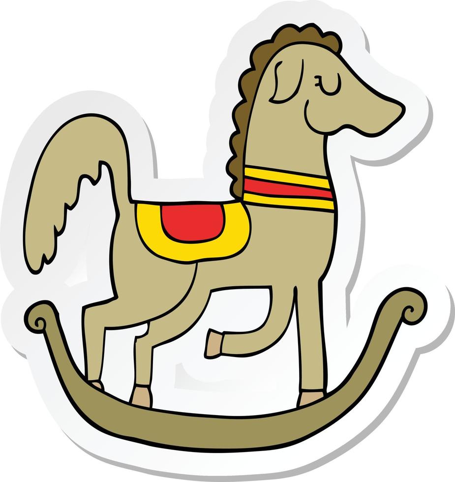 sticker of a cartoon rocking horse vector