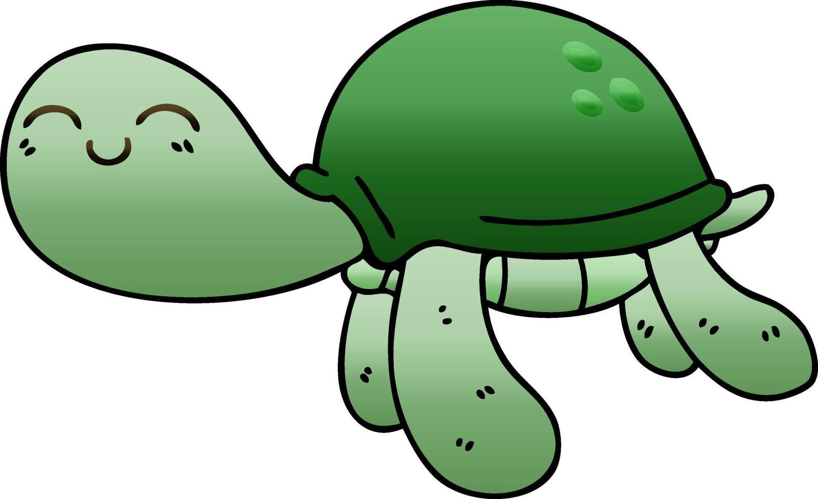 quirky gradient shaded cartoon turtle vector