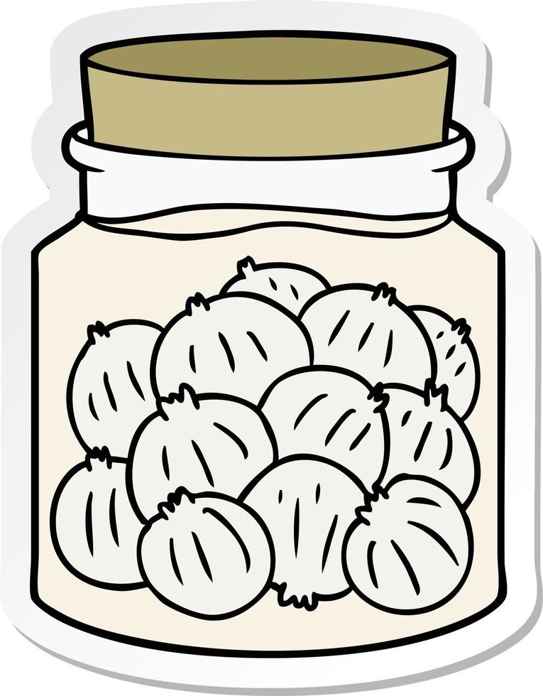 sticker of a cartoon pickled onions vector