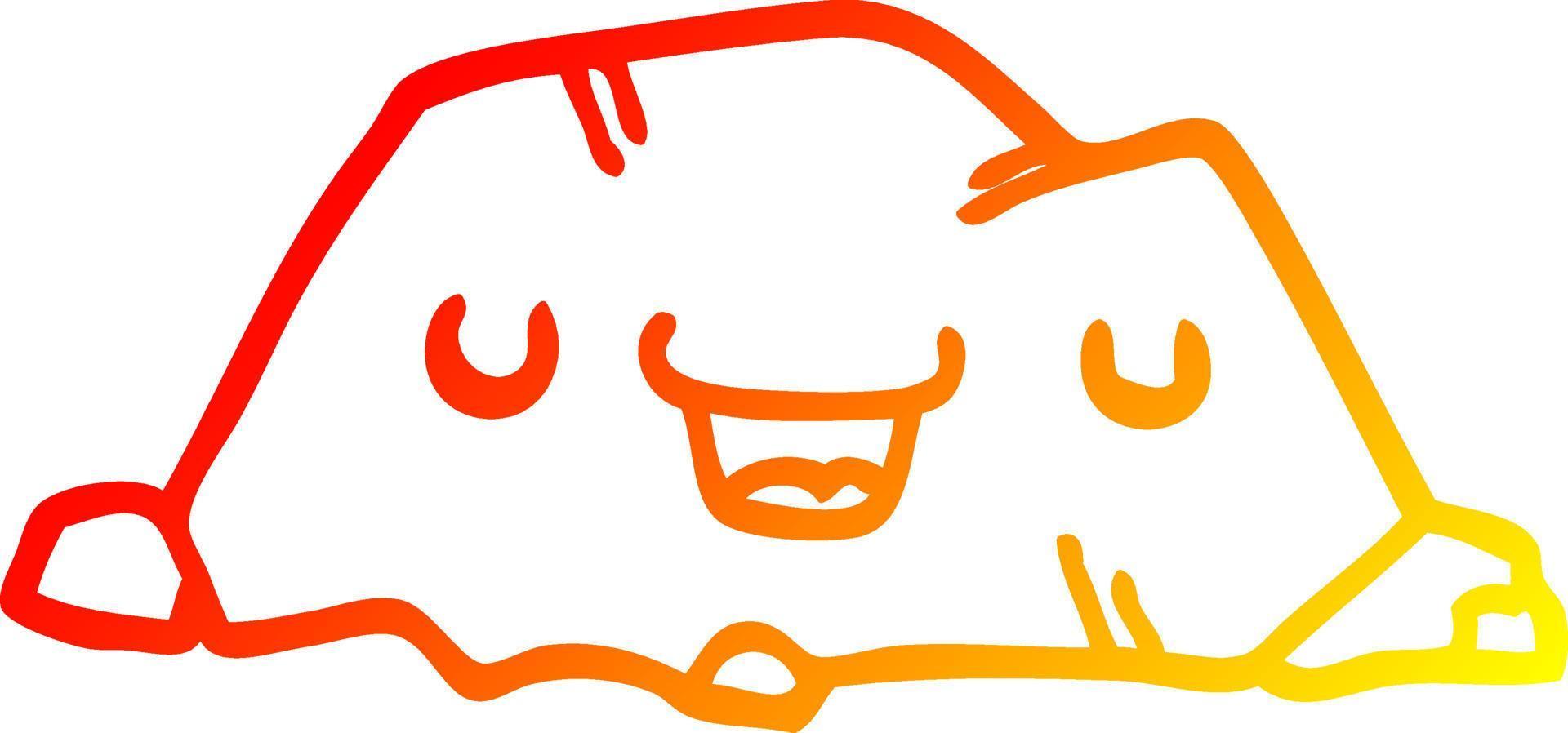 warm gradient line drawing cartoon rock vector