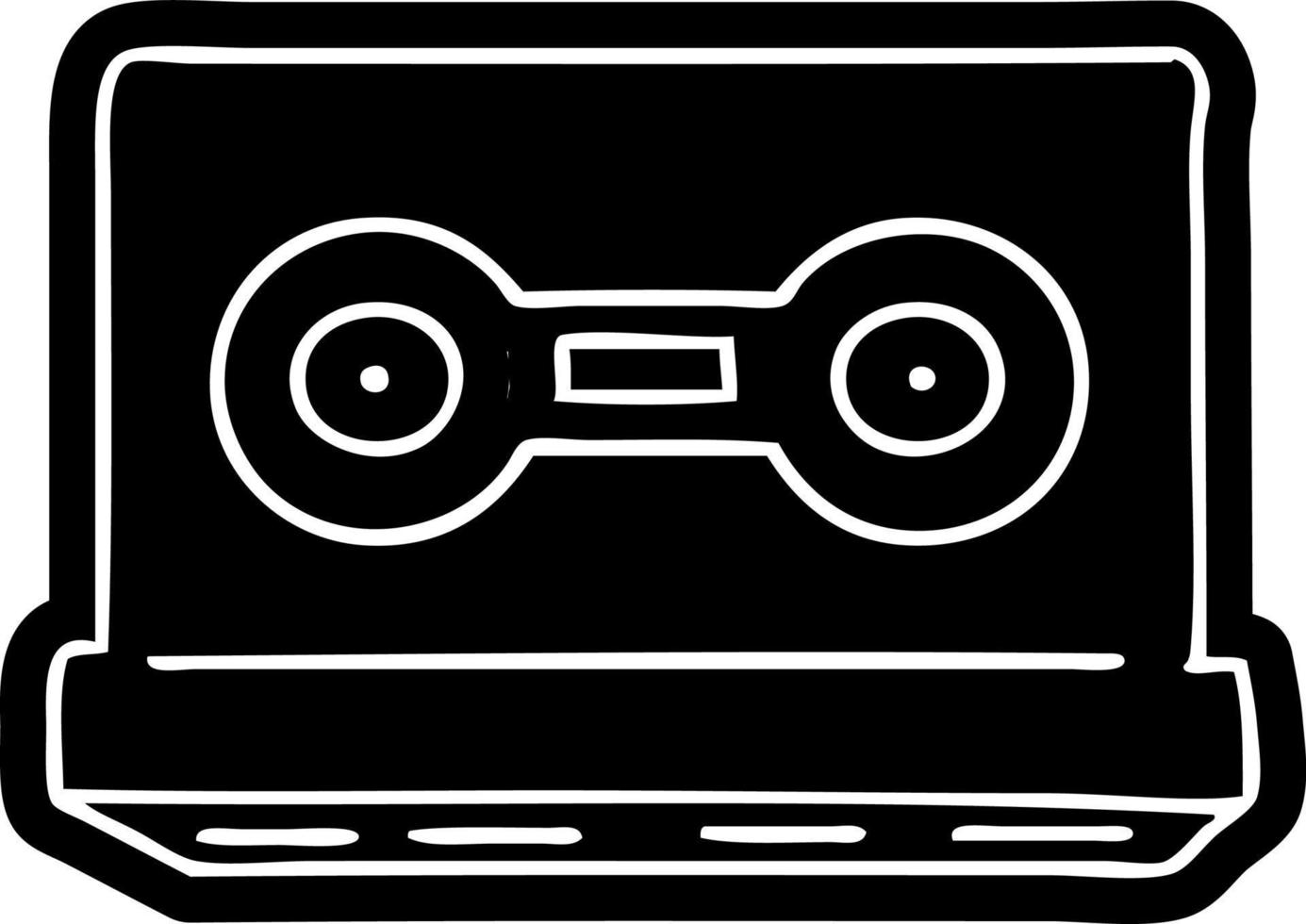 cartoon icon drawing of a retro cassette tape vector