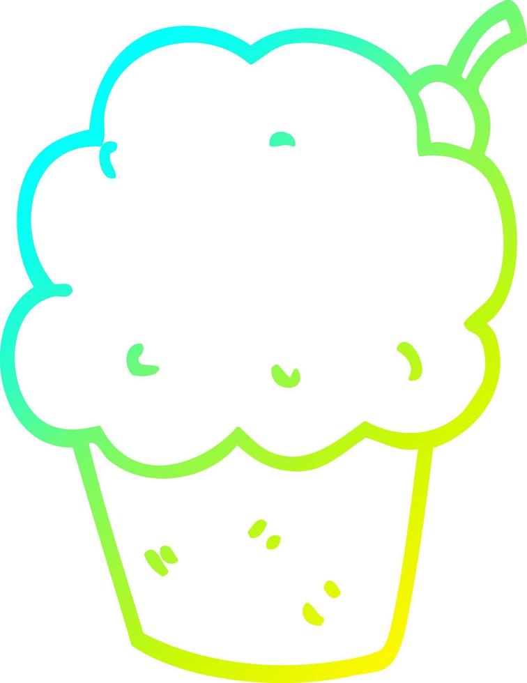 cold gradient line drawing cartoon cupcake vector