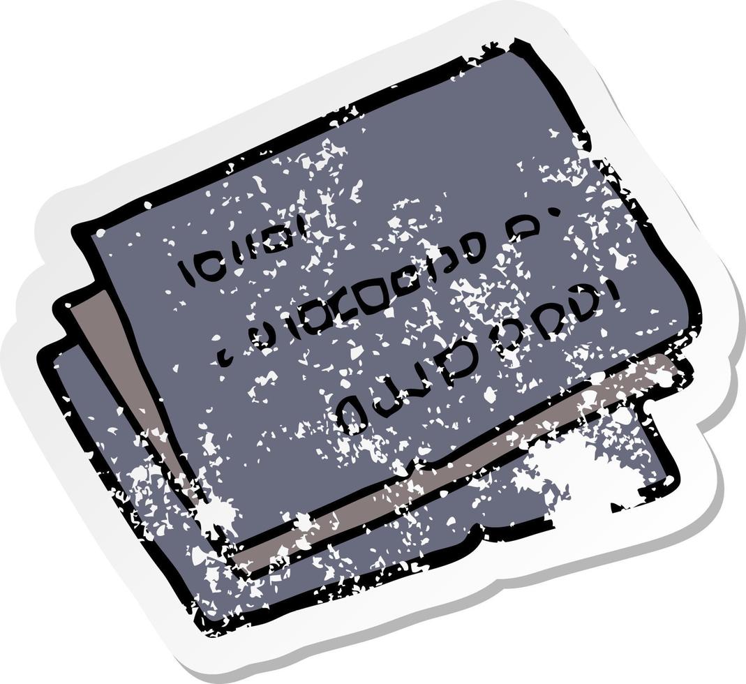 distressed sticker of a old credit cards cartoon vector