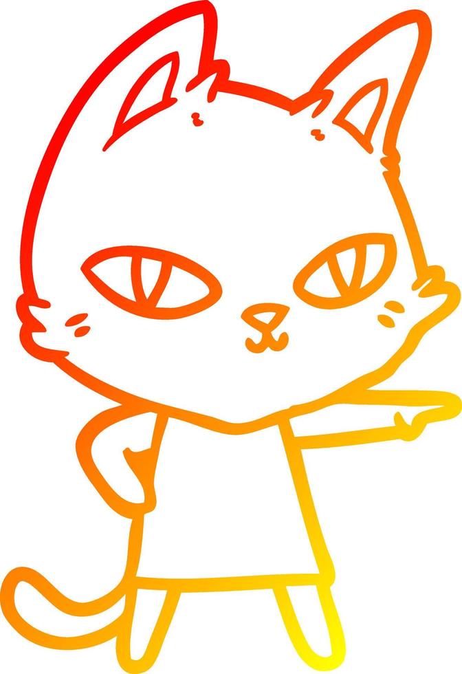 warm gradient line drawing cartoon cat staring vector
