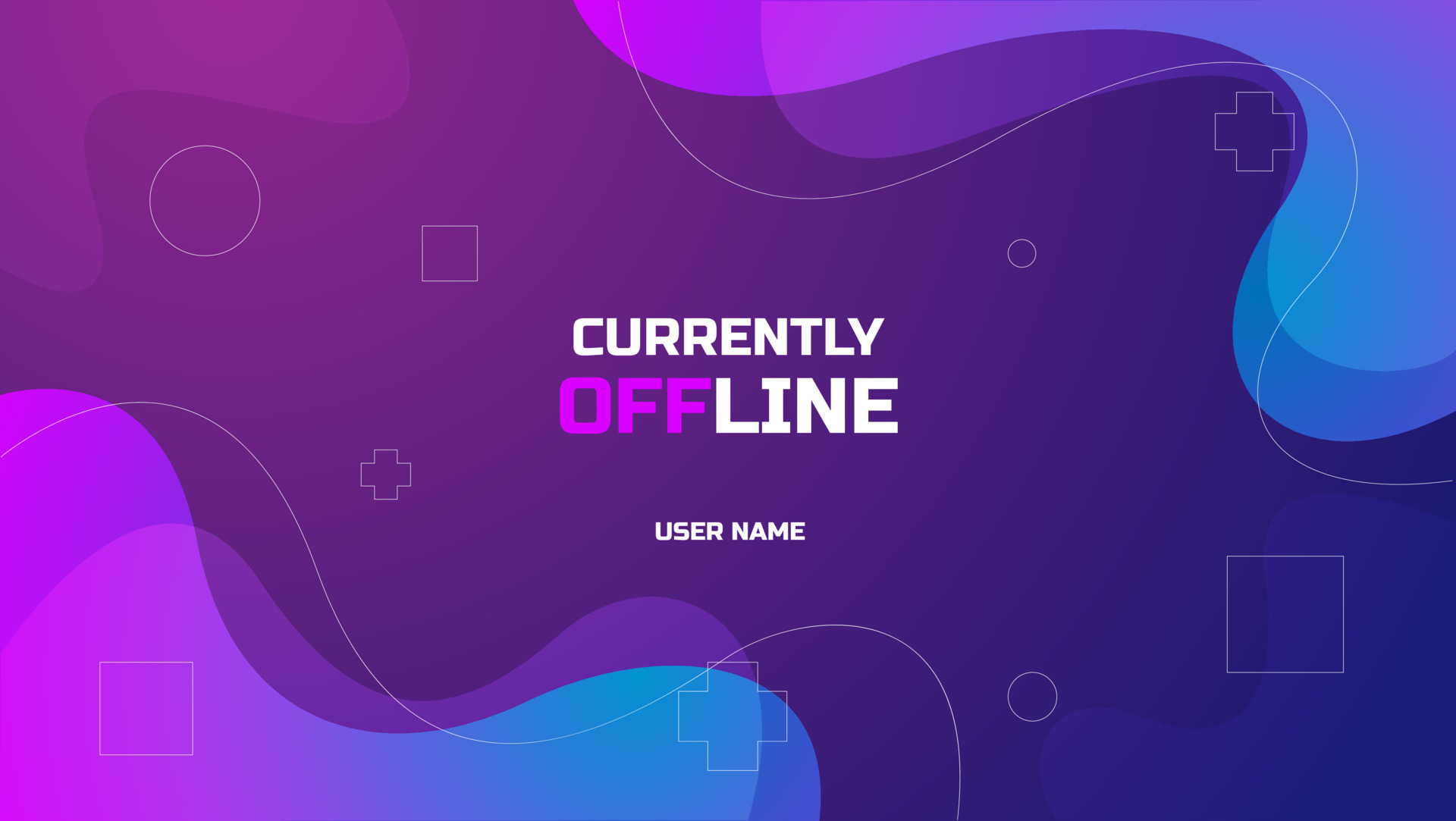 currently offline twitch banner background with geometric shapes