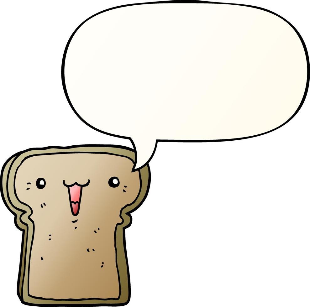 cute cartoon toast and speech bubble in smooth gradient style vector
