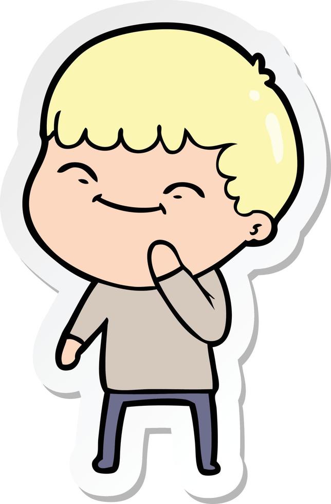 sticker of a cartoon happy boy vector