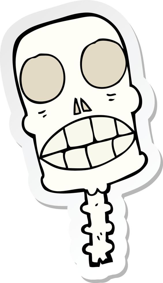 sticker of a cartoon spooky skull vector