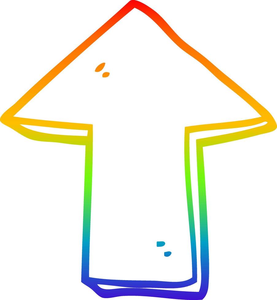 rainbow gradient line drawing cartoon pointing arrow vector