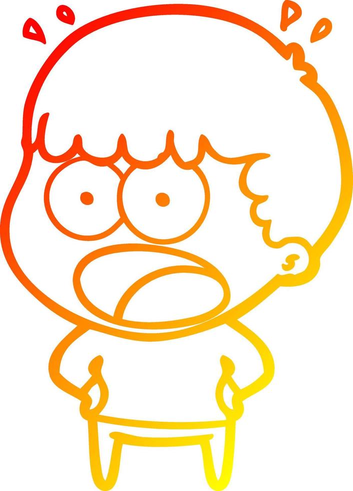 warm gradient line drawing cartoon shocked man vector
