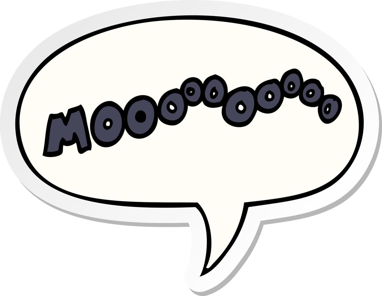 cartoon moo noise and speech bubble sticker vector