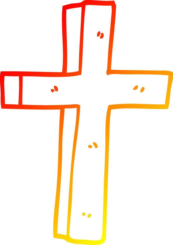 warm gradient line drawing cartoon wooden cross vector