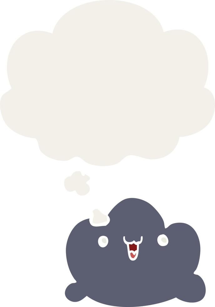 cartoon cloud and thought bubble in retro style vector