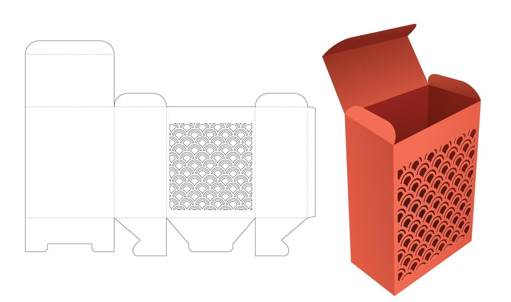 Japanese box die cut template and 3D mockup vector