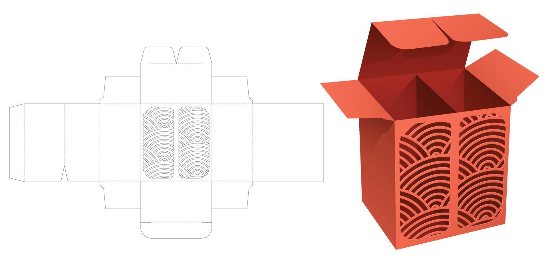 caja japonesa e inserción de plantilla troquelada de partición y maqueta 3d vector