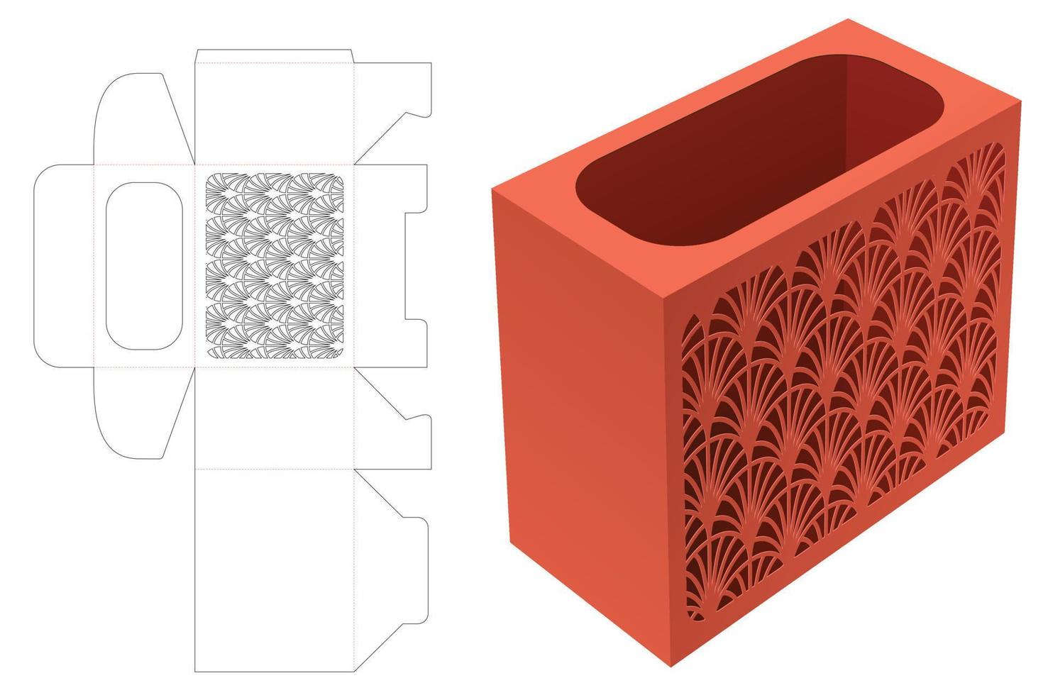 caja de votación con plantilla troquelada de patrón japonés estampado y maqueta 3d vector