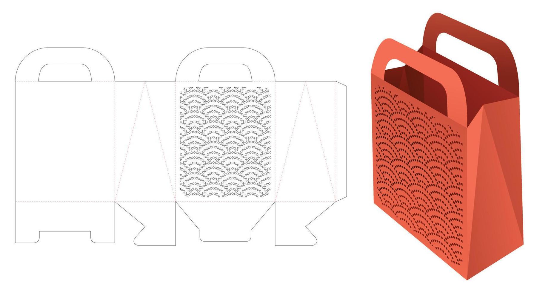 Cardboard Japanese bag die cut template and 3D mockup vector