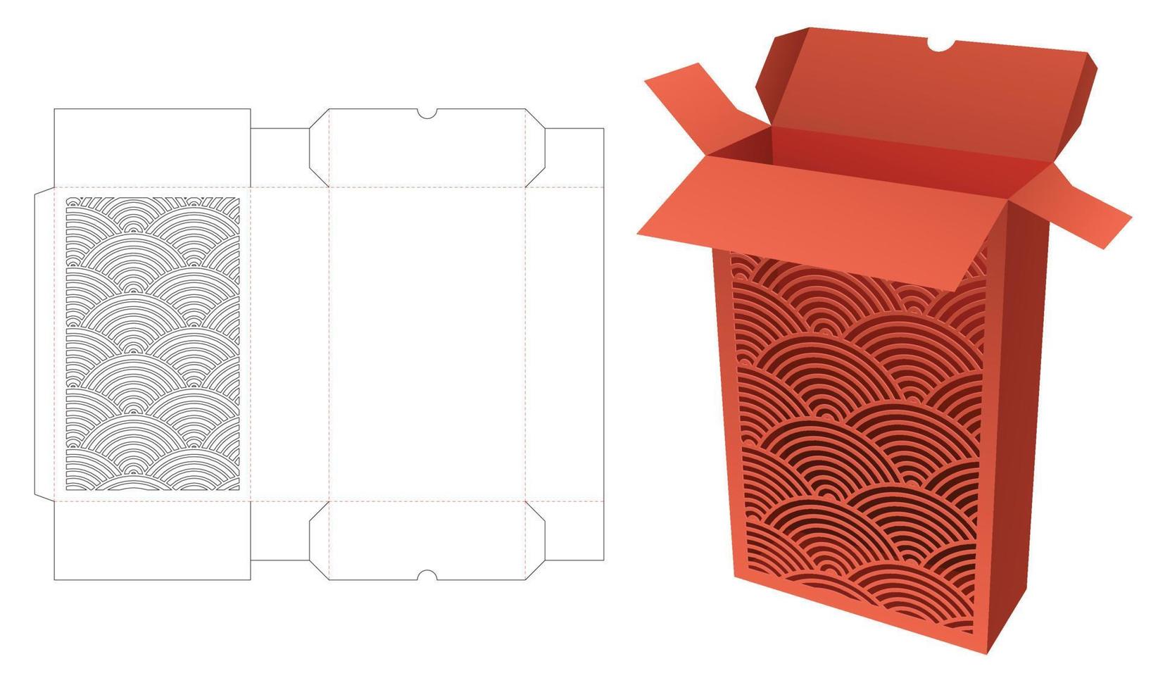 plantilla de troquelado de caja japonesa de dos vueltas y maqueta 3d vector