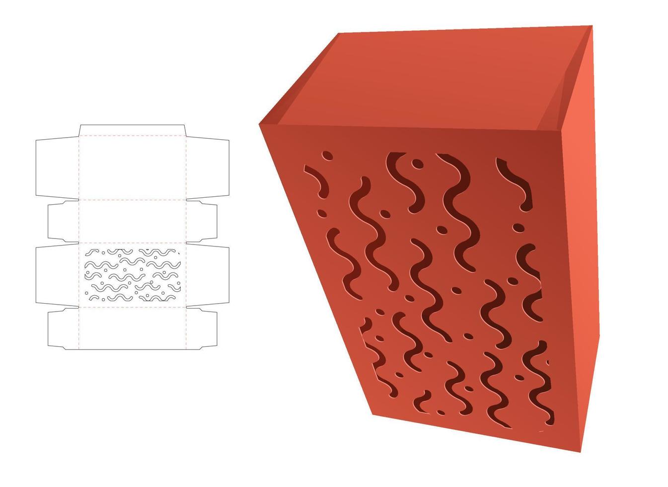 embalaje de cartón con plantilla troquelada de patrón memphis estampado y maqueta 3d vector