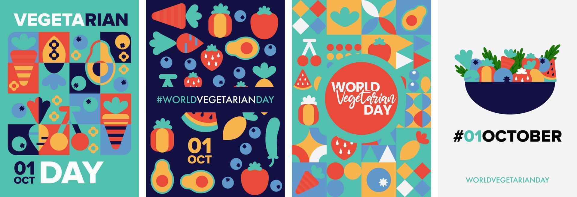 World vegetarian day poster, background, vector set collection