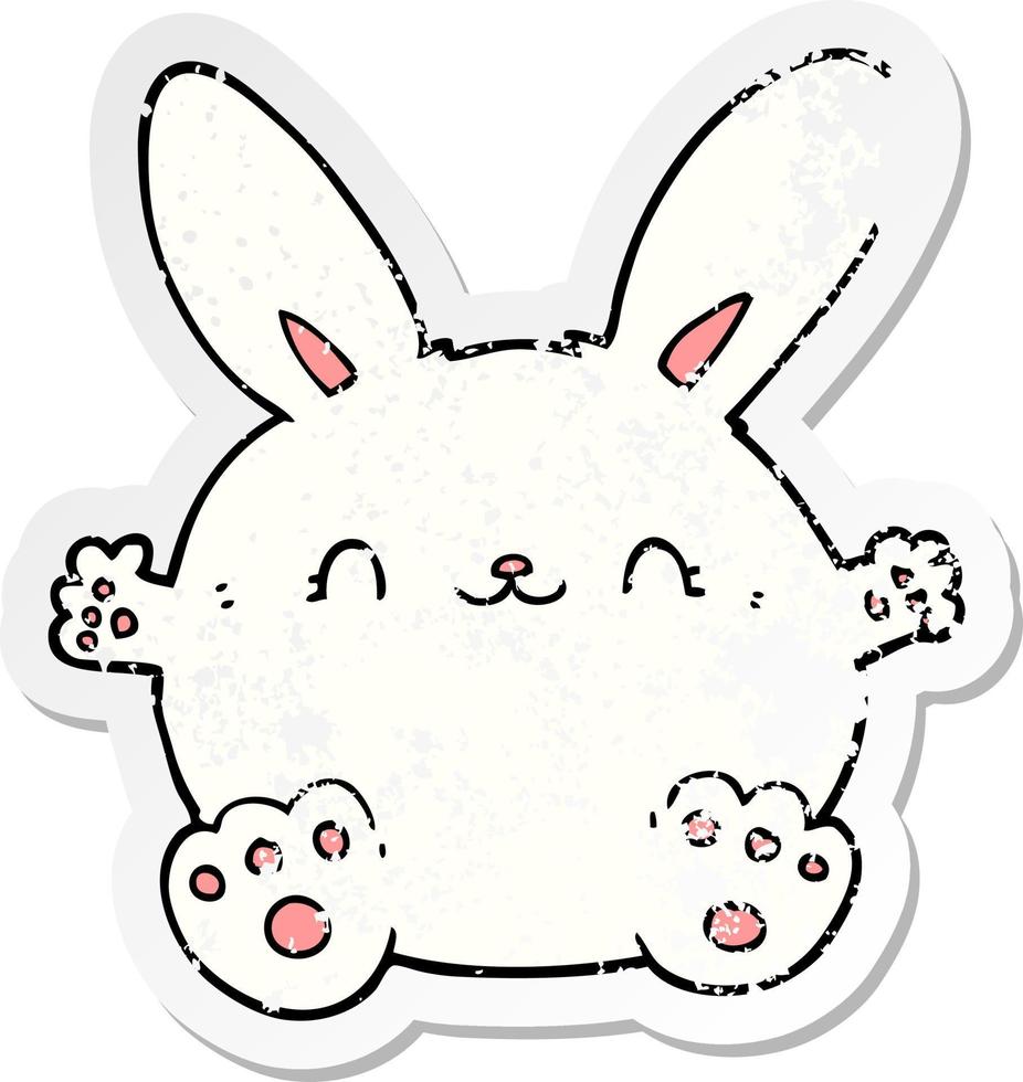 distressed sticker of a cute cartoon rabbit vector