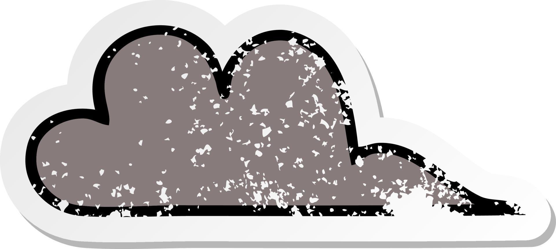 distressed sticker of a cute cartoon storm cloud vector