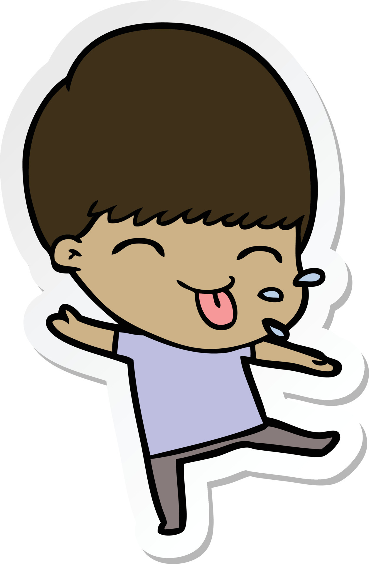 pegatina de un niño de dibujos animados sacando la lengua 10551445 Vector en Vecteezy