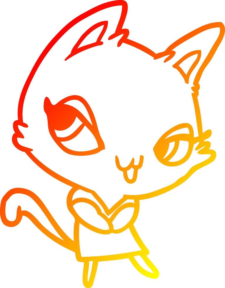 warm gradient line drawing cute female cat vector