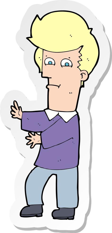 sticker of a cartoon man gesturing wildly vector