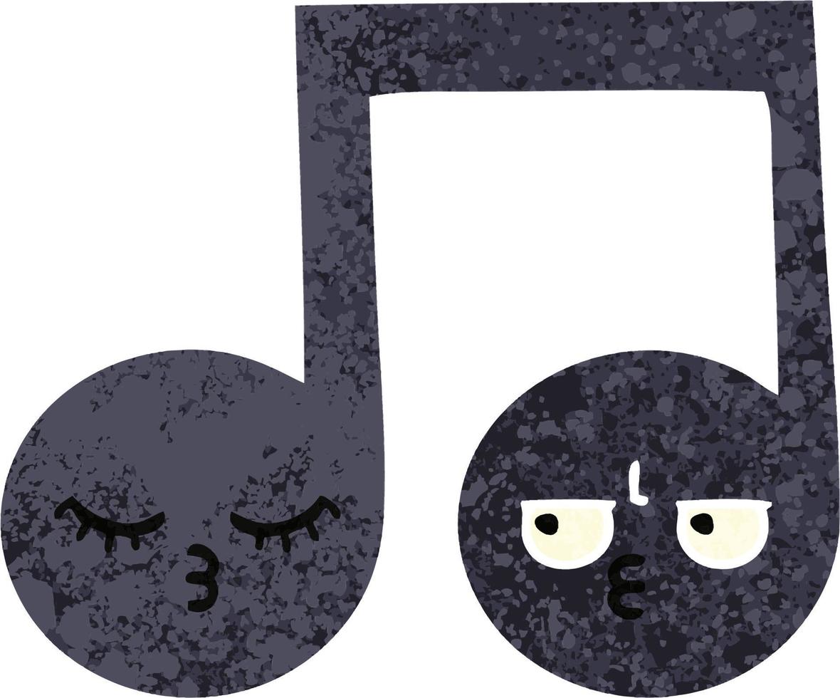 retro illustration style cartoon musical note vector