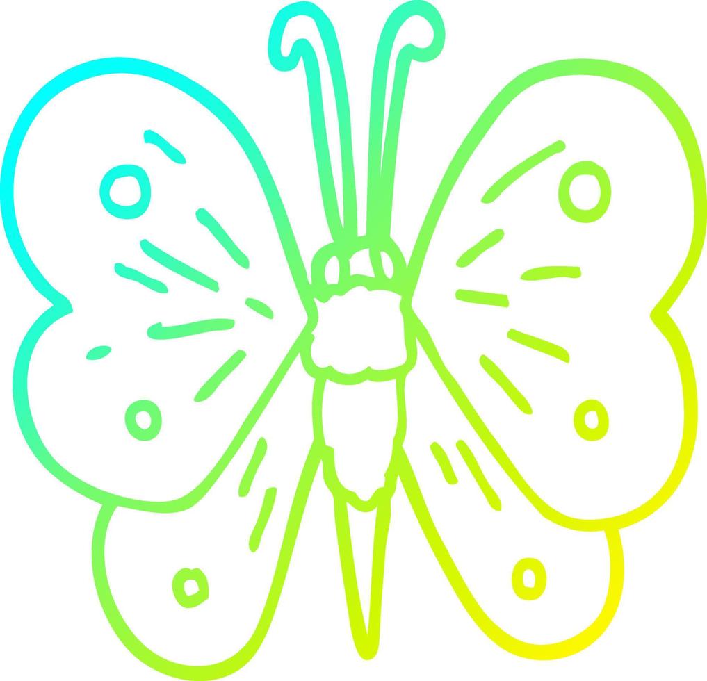 cold gradient line drawing cartoon butterfly vector