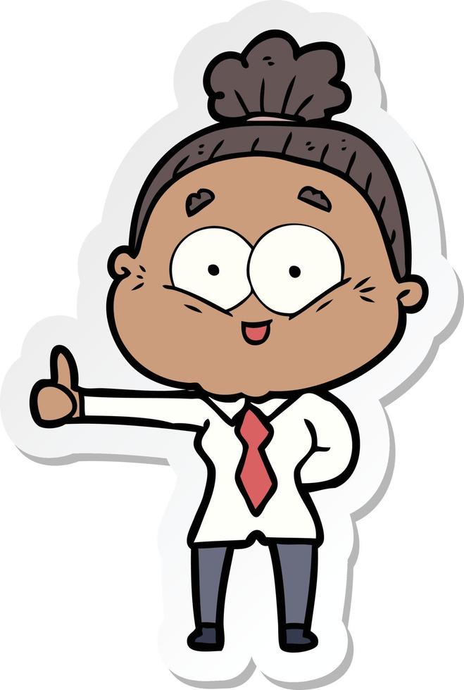 sticker of a cartoon happy old woman vector