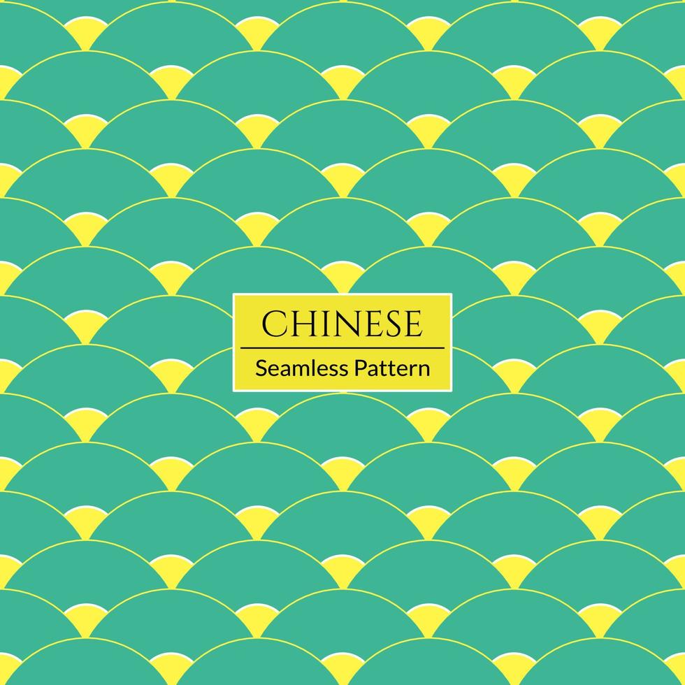Green and yellow chinese seamless pattern, oriental background. Vector illustration