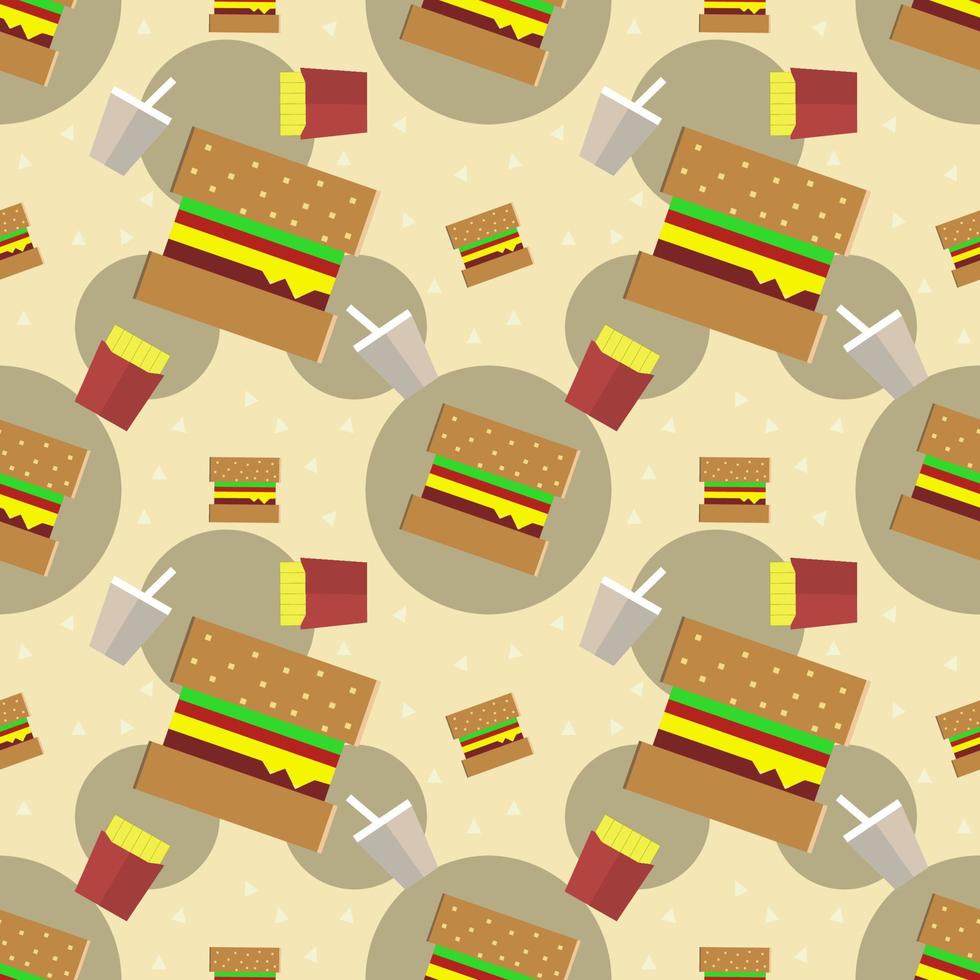 Burger Seamless Pattern Background Vector Design Isolated on Pastel Background