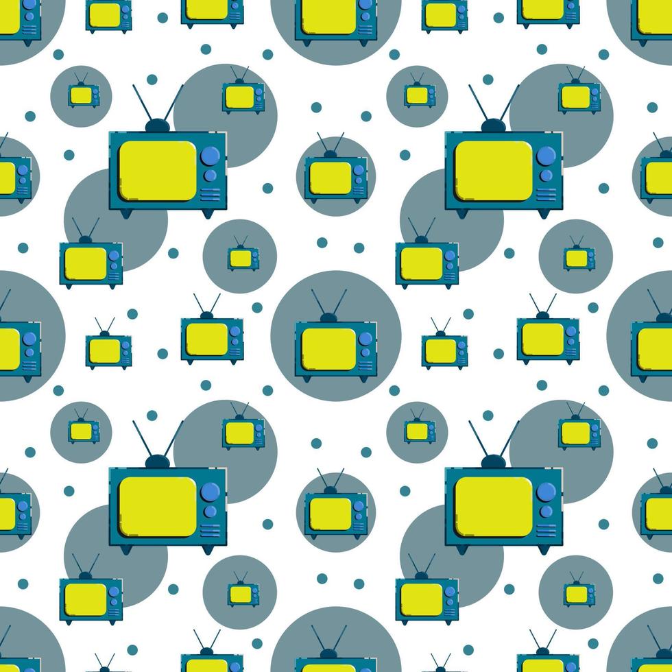 Seamless pattern blue retro tv vector. Texture for fabric, wrapping, wallpaper. Decorative print. vector