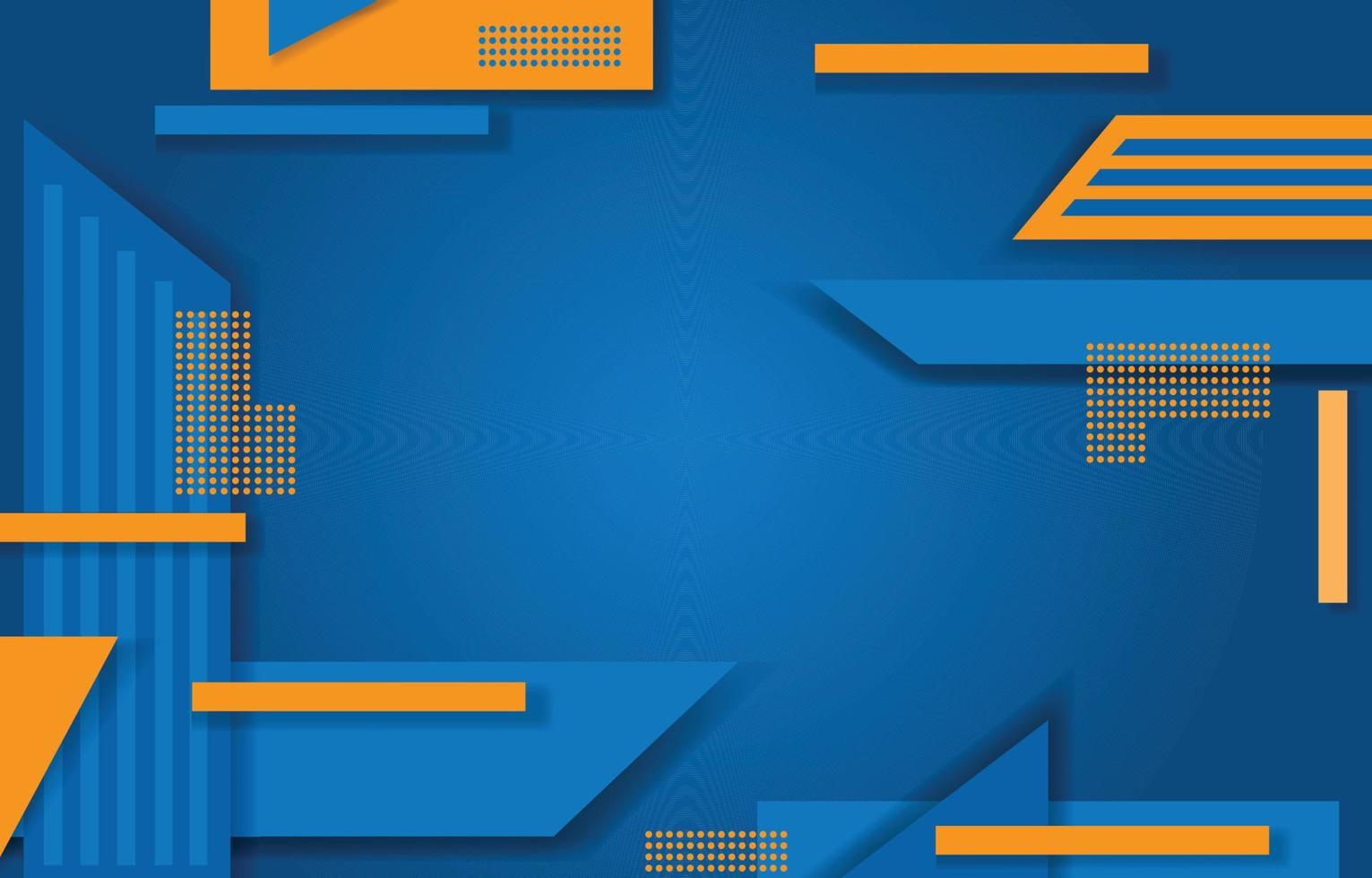 Blue Orange Abstract Geometric Memphis Technology Background vector