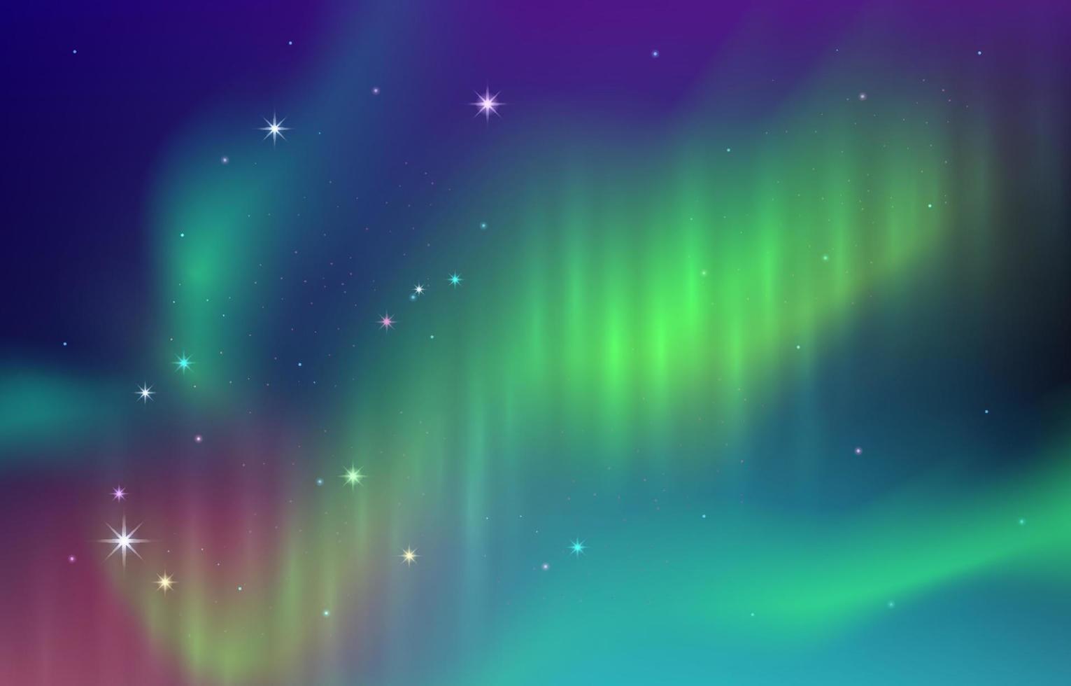 Beautiful Aurora Nothern Light Night Sky Background vector