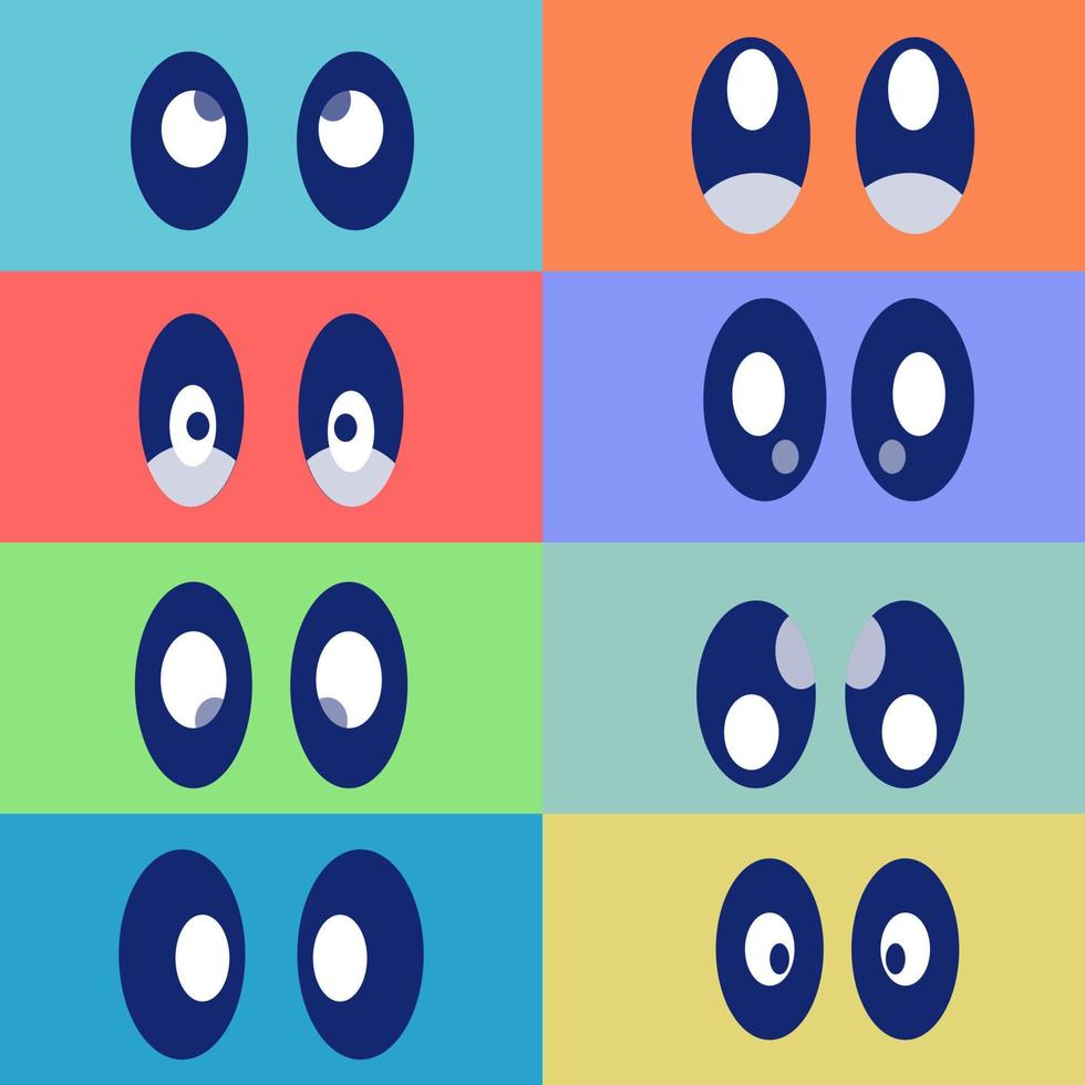 Collection of emoticons of eye with different mood cartoon free vector