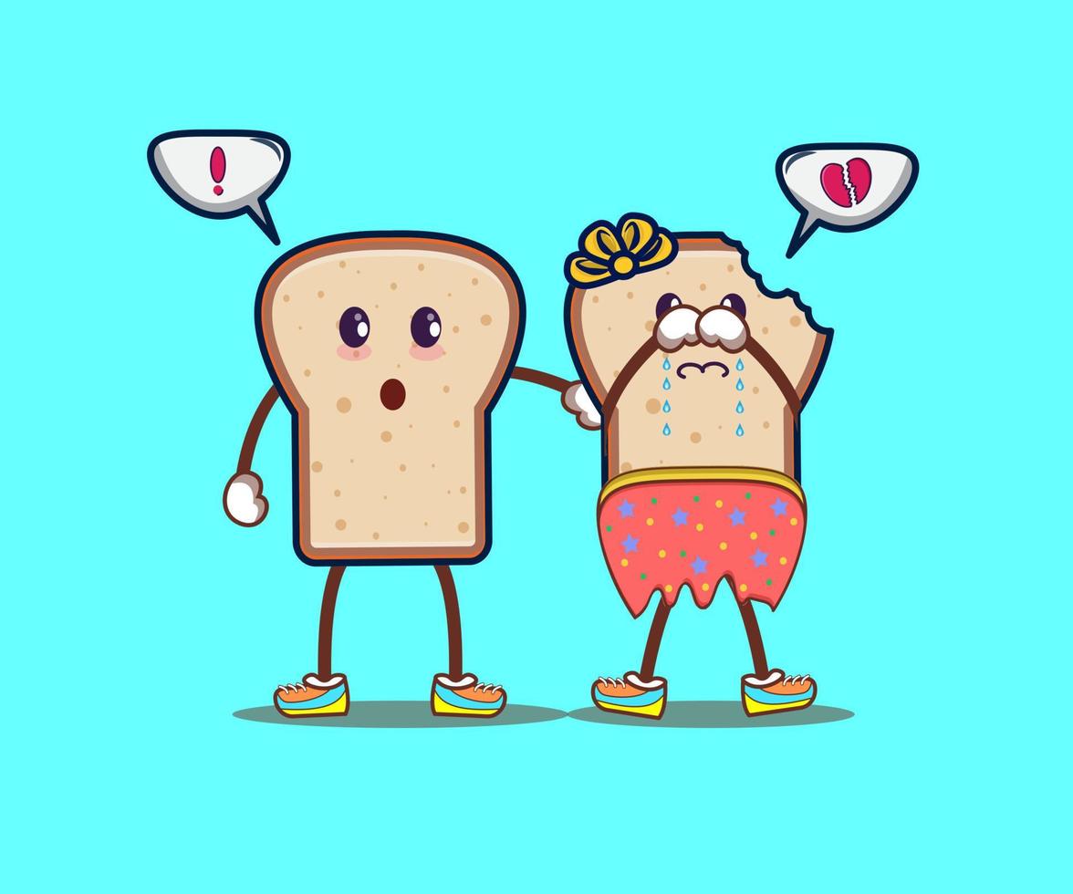 Both of bread character with different expression vector illustration